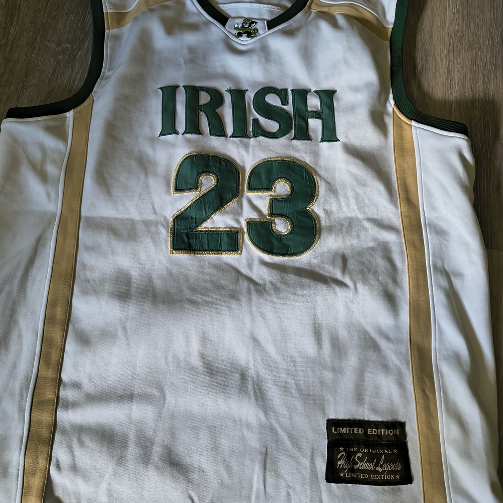 White and Green Irish Basketball Jersey